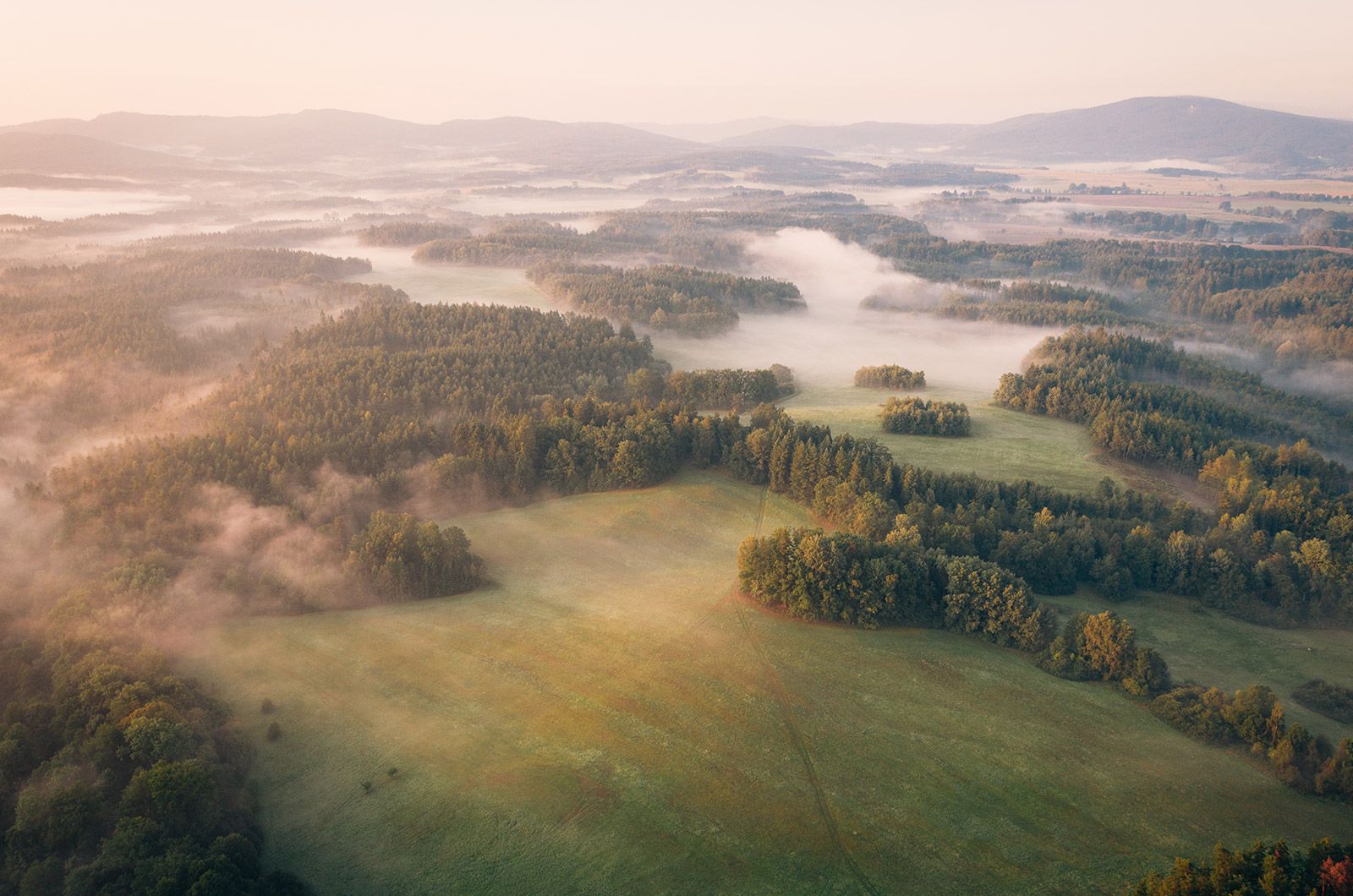 Pohled na lesy a přírodu z letadla